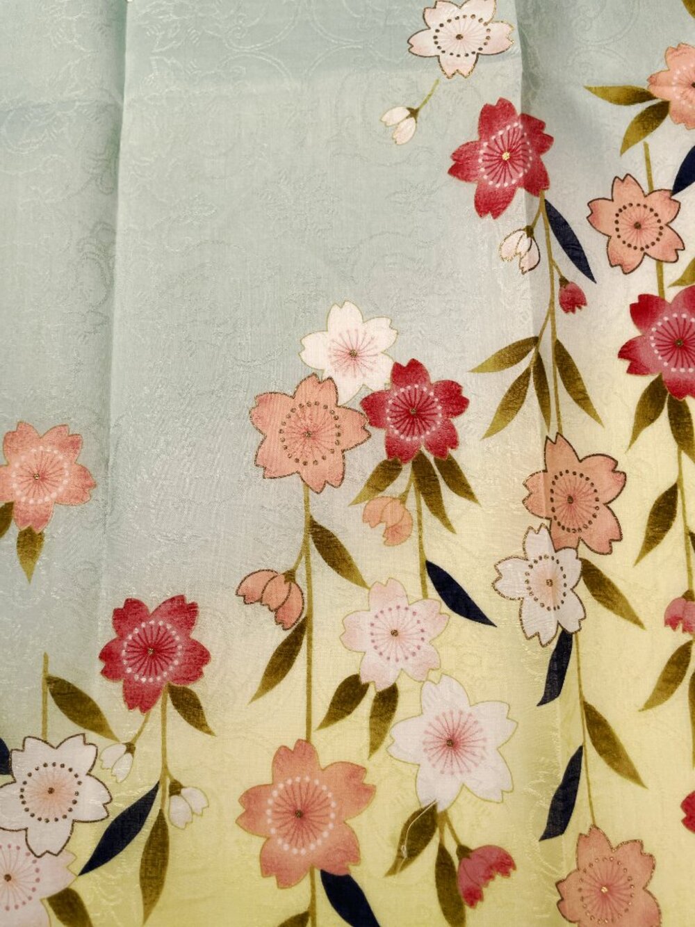 NWT Yukiko Hanai Cherry Blossom Cotton Scarf 19" x 19.5" - Picture 10 of 13